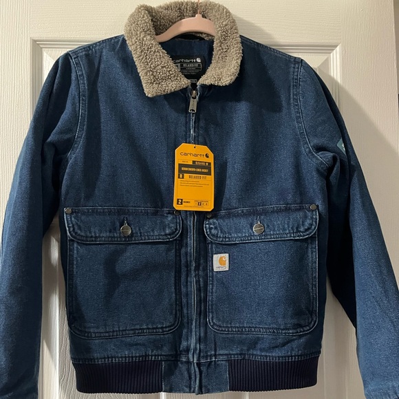Carhartt Denim Sherpa Lined Jacket Womens - Picture 1 of 5